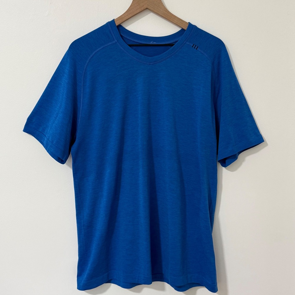 Lululemon Metal Vent Tech Shirt Mens XL Blue Short Sleeve Active Gym Training